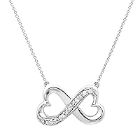 Dazzlingrock Collection 0.10 Carat (ctw) 14K Gold Round Diamond Ladies Double Heart Infinity Pendant 1/10 CT