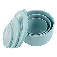 Classic Cuisine Set of 3 Bowls with Lids - Microwave, Freezer, and Fridge Safe Nesting Mixing Bowls - Eco-Conscious Kitchen Essentials (Teal), S, M, L