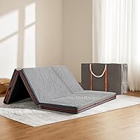 SweetNight Trifold Mattress with Carry Bag - 4 Inch Portable Floor Mattress with Breathable & Washable Cover | Foldable Mattress Topper for Travel, Camping, Guest Grey Twin