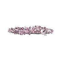 Faship Pink Premium Rhinestone Crystal Floral Small Hair Barrette Clip