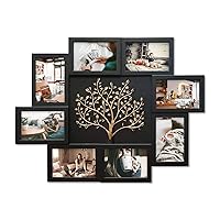 4x6 Picture Frame Collage Family Tree Wall Decor Display 8 Opening Photos Collage with Tree Decor for Home Bedroom - Black