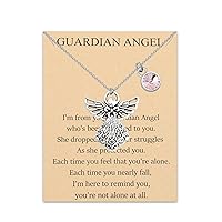 BNQL Guardian Angel Birthstone Necklace 12 Months Birthstone Pendants Angel Necklace Birthstone Jewelry for Women Girls
