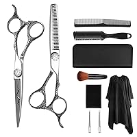 Professional Barber Kit Scissors,6 Inch Hairdressing Scissors, Flat Cut Tooth Scissors Set,Hair Cutting Scissors Set,for Men Women Home Salon Barber Cutting Kit