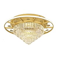 JINGJING Nordic Luxury Crystal Ceiling Lights,Golden Round Wrought Iron Ceiling Lamp,Modern Elegant Romantic LED Ceiling Light,for Bedroom Living Room-Golden 31x16inch