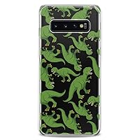 Case Compatible with Samsung S24 S23 S22 Plus S21 FE Ultra S20+ S10 Note 20 S10e S9 Green Cartoon Lux Boy Teen Design Print Jurassic Clear Dinosaur Flexible Silicone Slim fit Cute Lovely Cute