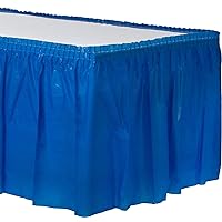 Bright Royal Blue Plastic Table Skirt - 21' x 29