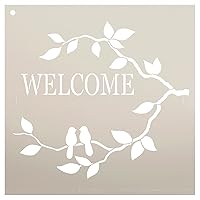 Welcome Stencil with Birds by StudioR12 | Love Birds and Branches Word Art - Reusable Template | for Painting Wood Signs | Front Porch or Patio | Use for Crafting, DIY Home Deco Select Size (9