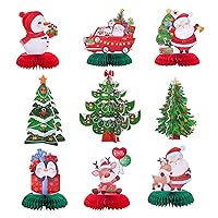 9 Pieces Christmas Party Honeycomb Centerpieces Christmas Honeycomb Table Centerpieces Honeycomb Centerpieces Table Toppers for Table Reindeer Snowman Christmas Merry Christmas Centerpiece
