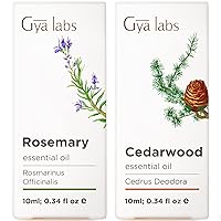 Gya Labs Rosemary Oil for Hair & Cedarwood Oil for Hair Set - 100% Natural Therapeutic Grade Essential Oils Set - 2x0.34 fl oz
