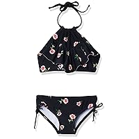 Girls Morgan Ruffle Halter Bikini 2-Piece Swimsuit, Pink, 2T