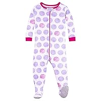 Lamaze Girls' Super Combed Natural Cotton Footed Stretchie One Piece Sleepwear, Baby and Toddler, Zipper, 1 Pack