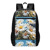 Summer Floral Daisies Flower Print Simple Sports Backpack, Unisex Lightweight Casual Backpack, 17 Inches