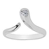 Sterling Silver Snake Shape CZ By Pass Style Adjustable Toe Ring