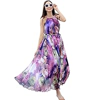 MedeShe Women's Chiffon Floral Holiday Beach Bridesmaid Maxi Dress Sundress