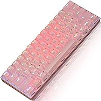 CHICHEN 60% Mechanical Keyboard Three Models Compact with BT5.0/2.4G/USB-C,61 Keys Both Wired/Wireless RGB Backlit,Portable Mini Gaming Keyboard for PC/Mac(Blue Switch,Pink)