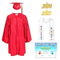 Preschool and Kindergarten Graduation Gown Stole and Cap with Tassel 2024&2025 Year Charm and Certificate