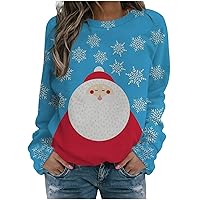 Womens Oversized Sweatshirts Crewneck Casual Long Sleeve Cute Tops Teen Girls Merry Christmas Shirts Novelty Pullover