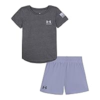 Under Armour girls Outdoor Set, Coordinating Top & Bottom, Pants Or Shorts, Durable Stretch and ComfortableClothing Set