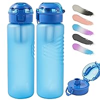 32oz Water Bottle, Leakproof BPA Free Drinking Sports Water Bottle, Large Durable Gym Plastic Bottles, Clear & Reusable no Straw for Fitness, Camping, Outdoor Sports, Blue