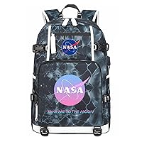 NASA Casual Backpack Lightweight Classic Daypack Waterproof Laptop Knapsack with USB Charging Port