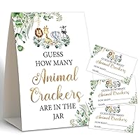 Baby Shower Games,Guess How Many Animal Crackers,Baby Shower Decorations,Baby Shower Decorations Gender Neutral,Baby Crackers Decor,Baby Shower Centerpieces,50 guess Cards & 1 Sign -05