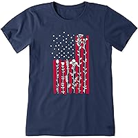 Life is Good Women's Flow Flower Tall Flag Crusher Short Sleeve T-Shirt-Cotton Graphic Casual Tee