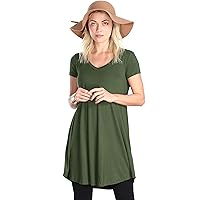 Popana Short Sleeve Tunic Tops to Wear with Leggings Made in USA Short Sleeve Shirts for Women - Loose Fit Womens Summer Tops