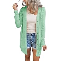 MEROKEETY Women's Open Front Lightweight Cardigan Long Sleeve Button Down Loose Outwear