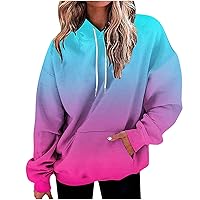 Oversized Gradient Hoodies Womens 2023 Hooded Sweatshirts Casual Loose Fitting Athletic Pullover Hoodie Sweater