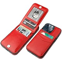 KIHUWEY Compatible with iPhone 13 Pro Case Wallet with Credit Card Holder, Premium Leather Magnetic Clasp Kickstand Heavy Duty Protective Cover for iPhone 13 Pro 6.1 inch(Red)