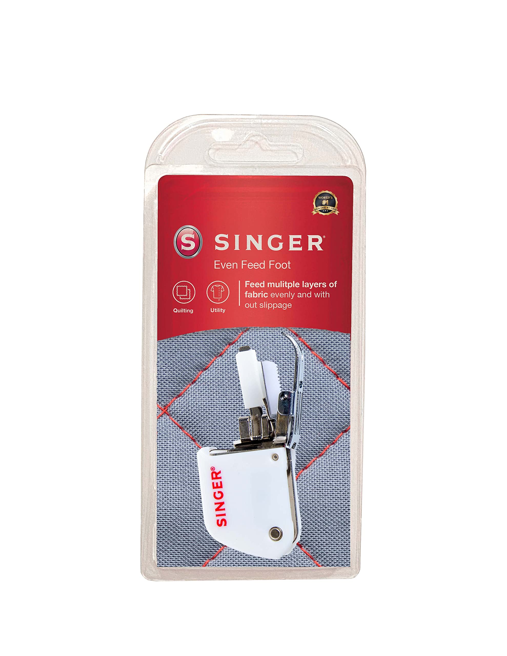 SINGER | Even Feed Walking Presser Foot - Fork, Perfect for Matching Stripes & Plaids, Quilting & Sewing with Pile Fabrics