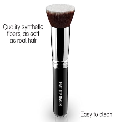 Flat Top Kabuki Foundation Brush By KESHIMA - Premium Makeup Brush for Liquid, Cream, and Powder - Buffing, Blending, and Face Brush