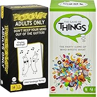 Bundle of Mattel Games Pictionary Adults Only, Drawing Game with NSFW Clue Cards, Boards, Markers and Timer + The Game of Things, Board Game for Family Night with Erasable Boards & Wet Erase Markers