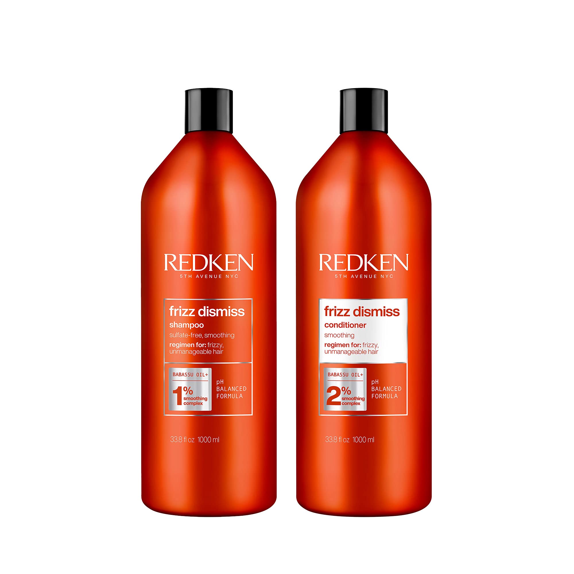 REDKEN Frizz Dismiss Shampoo & Conditioner Set | For Frizzy Hair | Smooths Hair & Manages Frizz | Sulfate Free