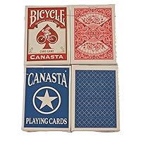 4 Deck Set Bicycle Canasta Playing Cards 2 Red & 2 Blue