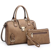 Dasein Women Barrel Handbags Purses Fashion Satchel Bags Top Handle Shoulder Bags Vegan Leather Work Bag