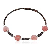 $80Tag Heart Navajo Certified Pink Quartz Native Adjustable Wrap Bracelet 13151-72 Made by Loma Siiva