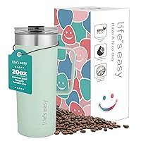 20oz Stainless Steel Mug w/Handle - Double Wall Insulated Travel Tumbler w/Flip Lid - Leak Proof Tumbler - Thermal Cup for Coffee, Tea, Water & More - Keep Hot & Cold Drinks (Mint Green)
