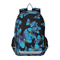 ALAZA Blue Butterfly Print Dreamy Laptop Backpack Purse for Women Men Travel Bag Casual Daypack with Compartment & Multiple Pockets