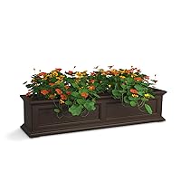 Mayne Fairfield 4ft Window Box - Espresso - Durable Self Watering Resin Planter with Wall Mount Brackets (5823-ES)