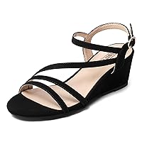 IDIFU Women's Wedge Heel Sandal Dress Low Strappy 2 Inch Open Toe Wedding Bridal Shoes for Woman Ladies Evening Formal