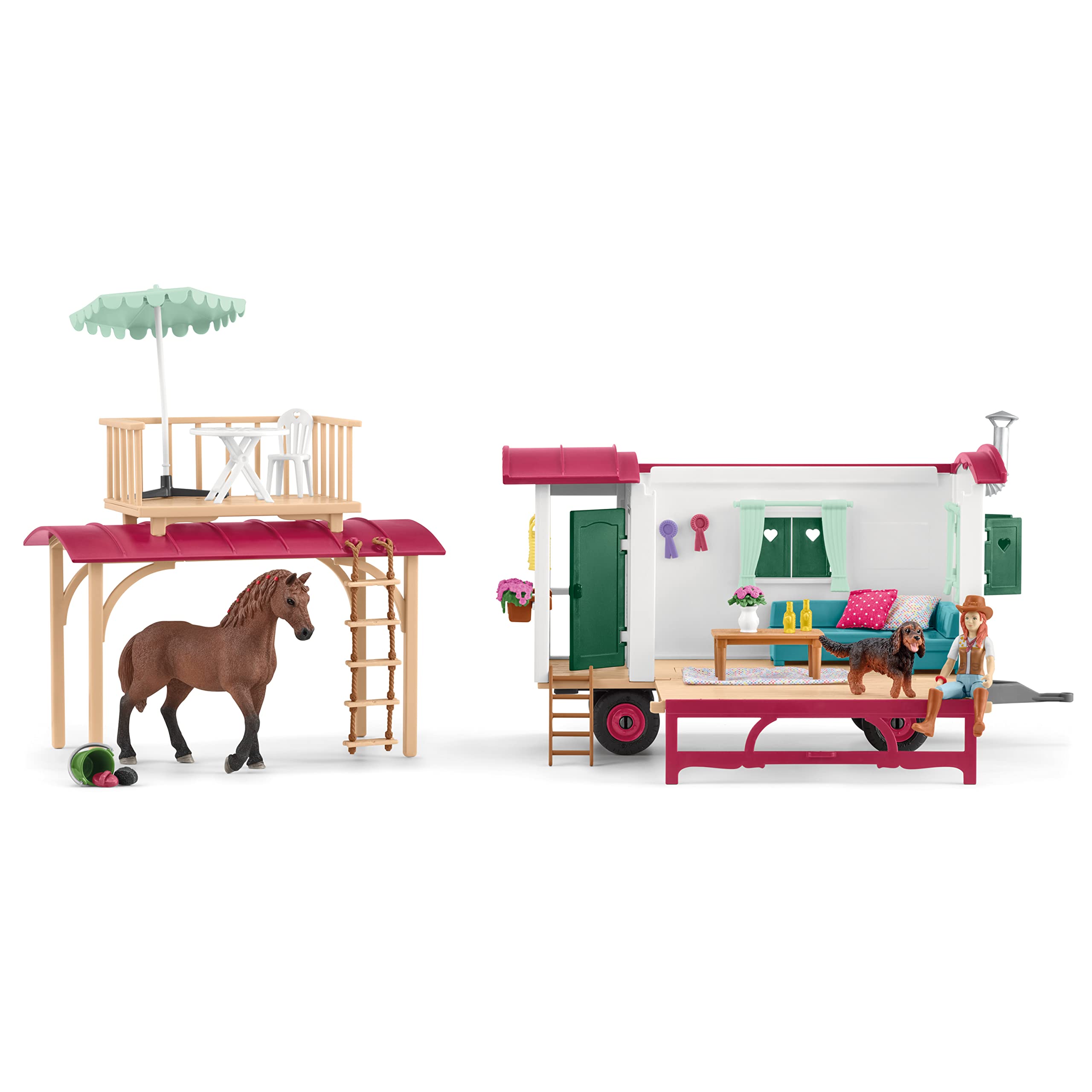 Schleich Horse Club, Horse Toys for Girls and Boys, Camping Trip with Camper Playset