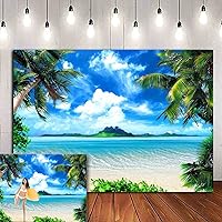 9x6ft Summer Tropical Hawaii Beach Photography Backdrops Ocean Photo Booth Wedding Sunshine Luau Themed Party Decoration Background Studio Props Soft Fabric/Polyester, Multicolor