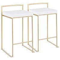 Fuji Stacker Counter Stools for Kitchen Counter in Gold Metal, Counter Height Chairs, Bar Stools Set of 2, Counter Height Chairs, Bar Stools for Kitchen Island