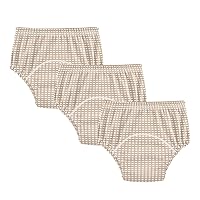 Baby Girls Potty Training Panties Brown Gingham Plaid 3pcs Leakproof Nighttime Potty Training Pants Under Garment for