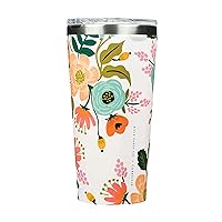 Corkcicle Tumbler Rifle Paper Co. Triple Insulated Stainless Steel Travel Mug, BPA Free, Keeps Beverages Cold for 9 Hours and Hot for 3 Hours, 16 oz, Gloss Cream Lively Floral