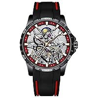 Men's Skeleton Watches Automatic Mechanical Watch with Dual Balance Wheels