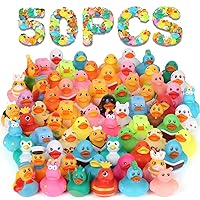 50 Pack Rubber Ducks in Bulk, Jeep Ducks for Ducking, Assorted Rubber Ducks Jeep Ducking, Baby Showers Accessories, Birthday Gifts, Floater Duck Bath Toys for Kids