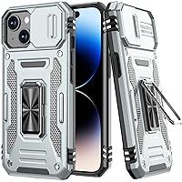 AUPAI for iPhone 15 Case with Screen Protector,Upgraded Camera Lens Cover,Heavy Duty Military Grade Protective Phone Case with Magnetic Kickstand 6.1