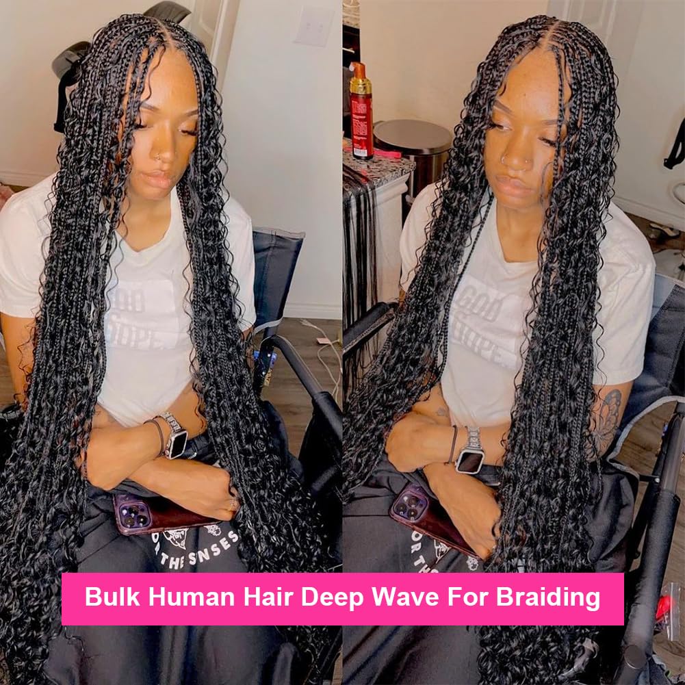  Deep Wave Bulk Human Hair for Braiding No Weft 100g